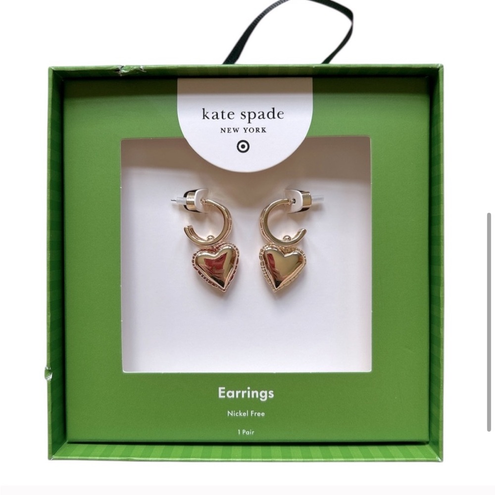 NWT! Kate Spade x Target Gold Balloon Heart Drop Earrings - Picture 5 of 5